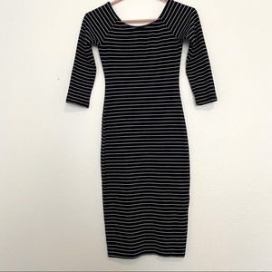 Zara stretch midi dress black & white striped
